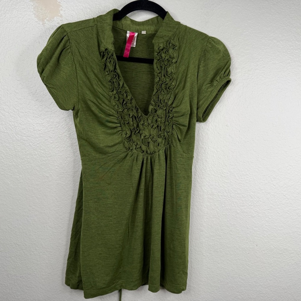 Heart Soul Y2K 90's Fairy Grunge Goblin Core Boho Top Green Sz M